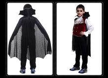 Load image into Gallery viewer, New fashion Children&#39;s Boys Girls Halloween Cosplay Costume Long Sleeve Top + Pants + Cloak Vampire Performance Costume 3pcs/set