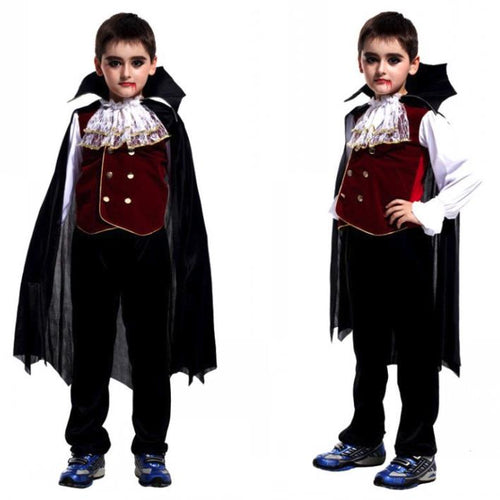 New fashion Children's Boys Girls Halloween Cosplay Costume Long Sleeve Top + Pants + Cloak Vampire Performance Costume 3pcs/set