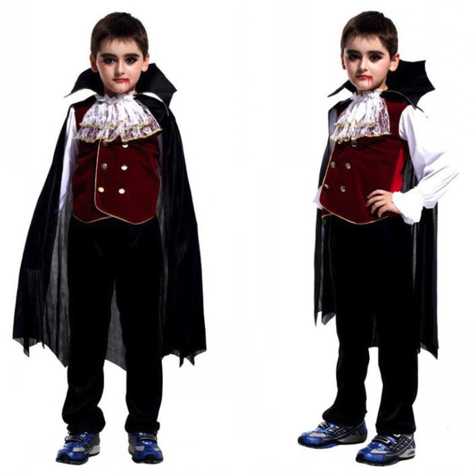 New fashion Children's Boys Girls Halloween Cosplay Costume Long Sleeve Top + Pants + Cloak Vampire Performance Costume 3pcs/set